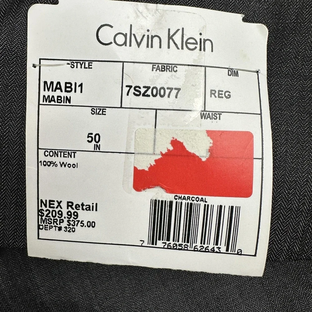 Calvin Klein Suit Mens 50R Gray Herringbone Wool 2 Piece Slim Notch Lapel Canada